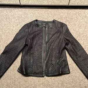 Faux leather stitched accent jacket